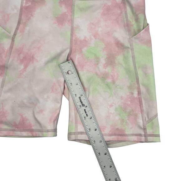 Fabletics PureLuxe Biker Shorts Women's Small Tie Dye Pink White Green - Picture 5 of 6